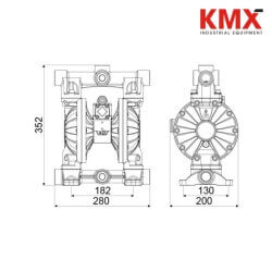 Vista 2 : Bomba de diafragma 1-1/4" x 1" Aluminio/Buna-N, RAASM